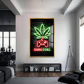 Gaming & Chill Cam Tablo – Altın Çerçeveli Cam Tablo
