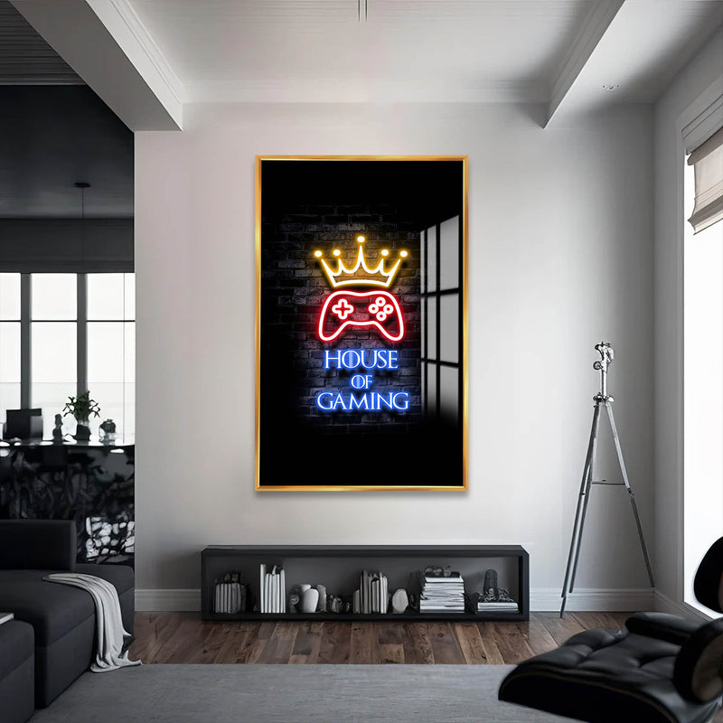 House Of Gaming Cam Tablo – Altın Çerçeveli Cam Tablo