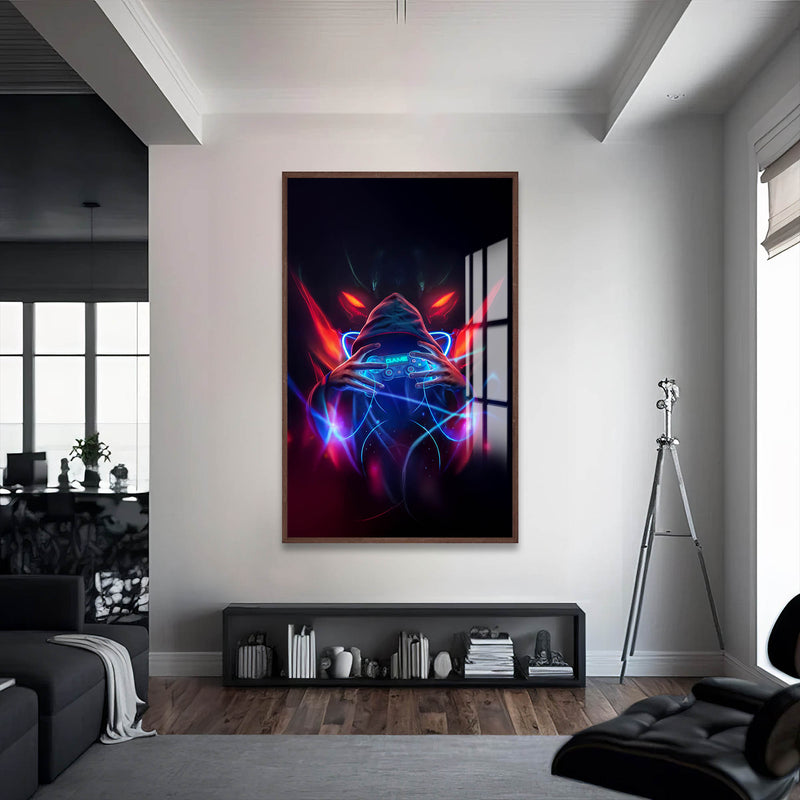 Gamer Cam Tablo – Ceviz Çerçeveli Cam Tablo