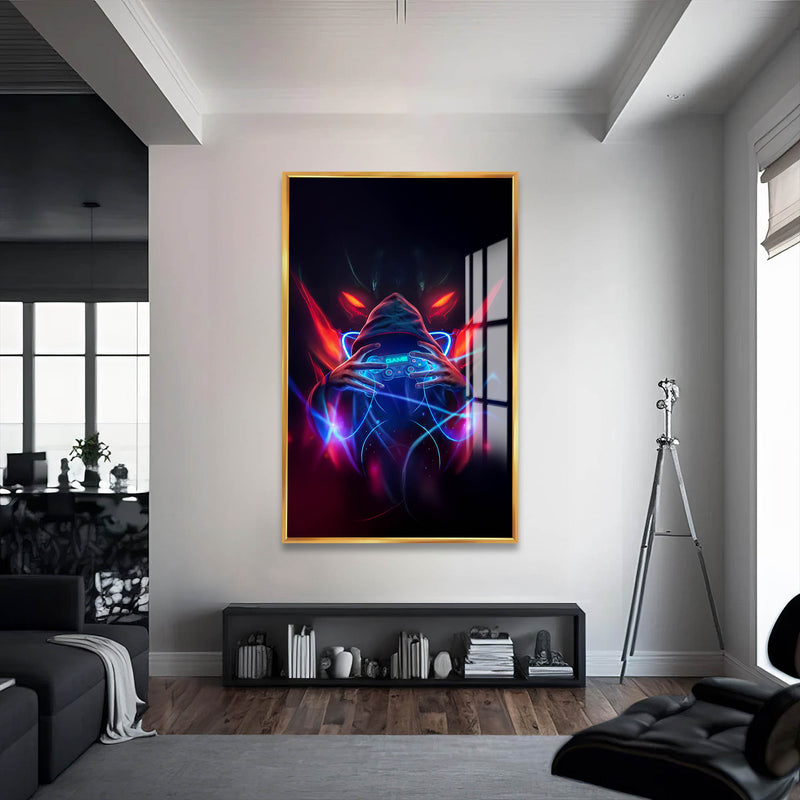 Gamer Cam Tablo – Altın Çerçeveli Cam Tablo