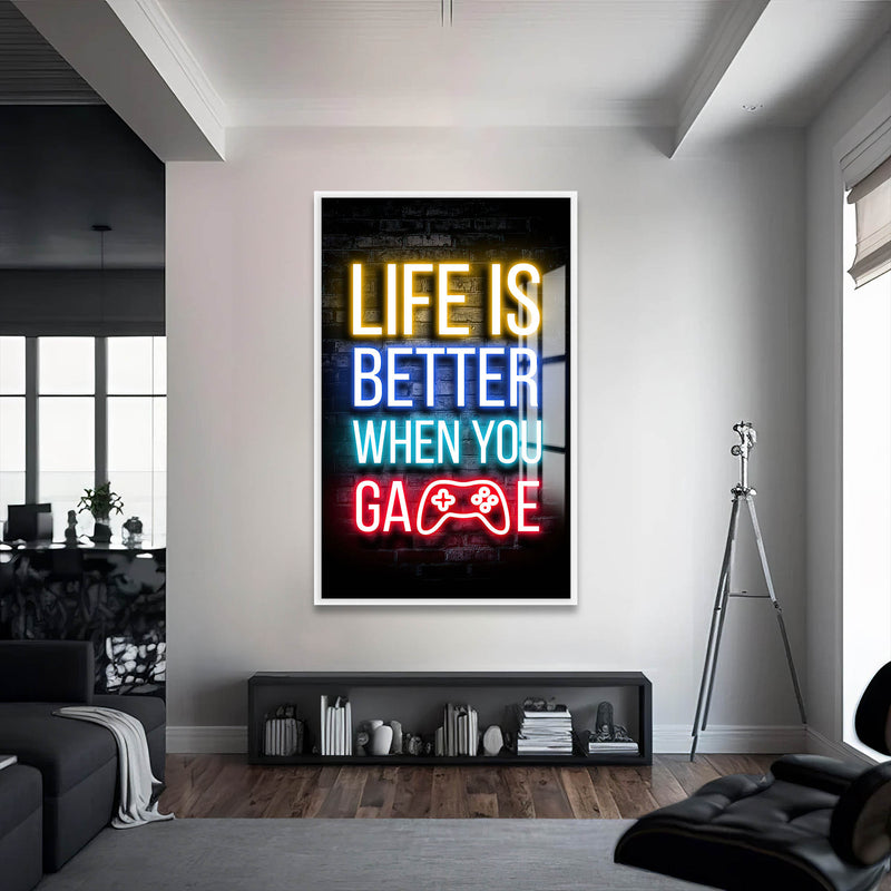 Life Is Better Cam Tablo – Beyaz Çerçeveli Cam Tablo