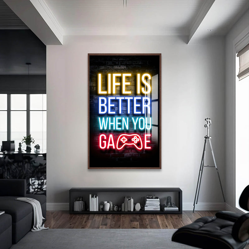 Life Is Better Cam Tablo – Ceviz Çerçeveli Cam Tablo