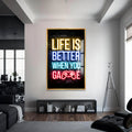 Life Is Better Cam Tablo – Altın Çerçeveli Cam Tablo