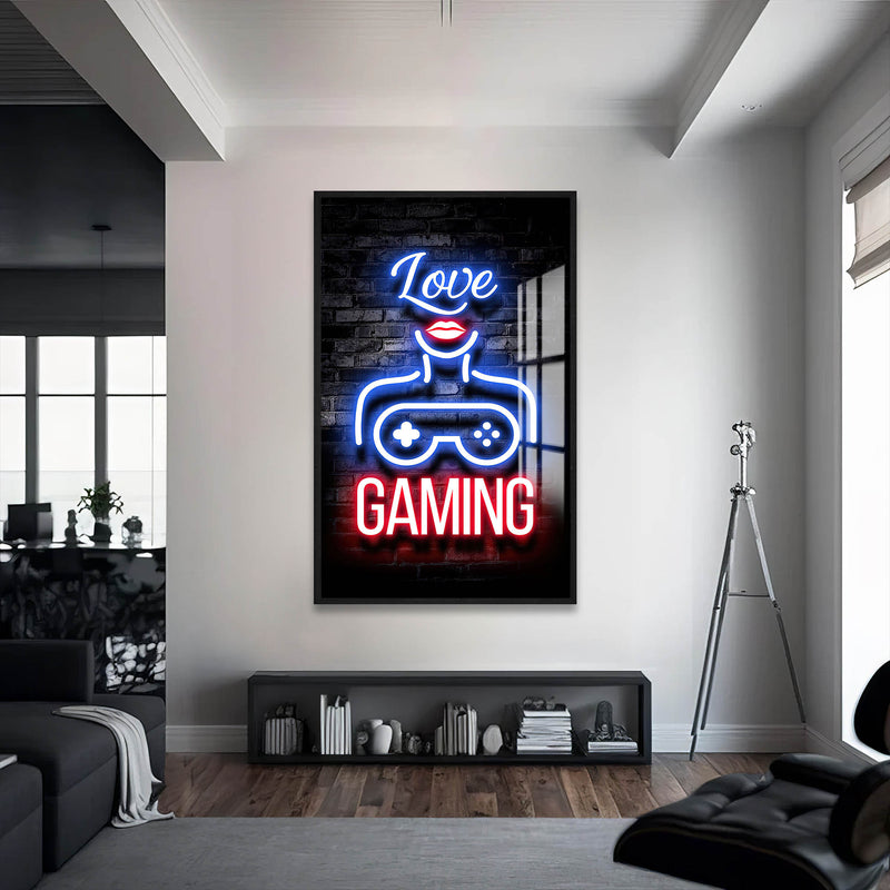 Love Gaming Cam Tablo – Siyah Çerçeveli Cam Tablo