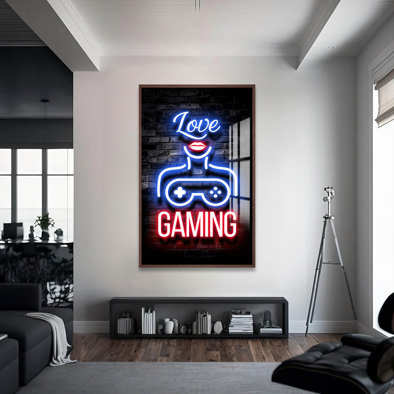 Love Gaming Cam Tablo – Ceviz Çerçeveli Cam Tablo