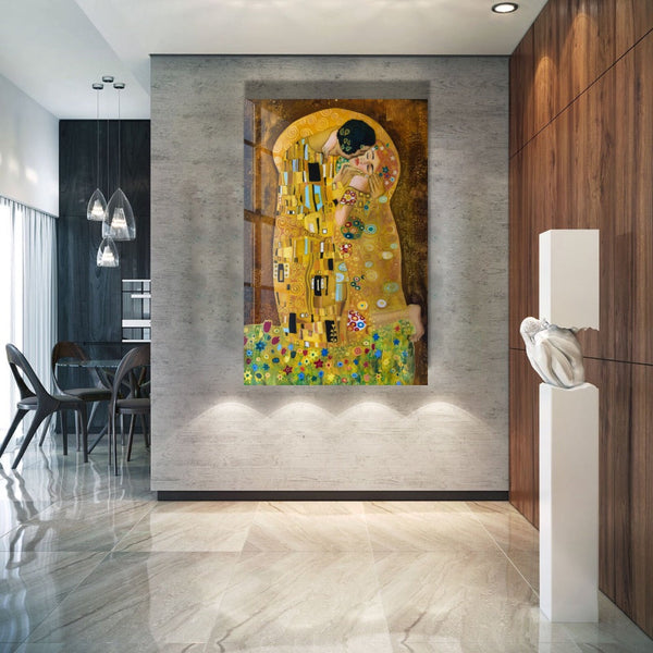 Öpücük - Gustav Klimt Cam Tablo