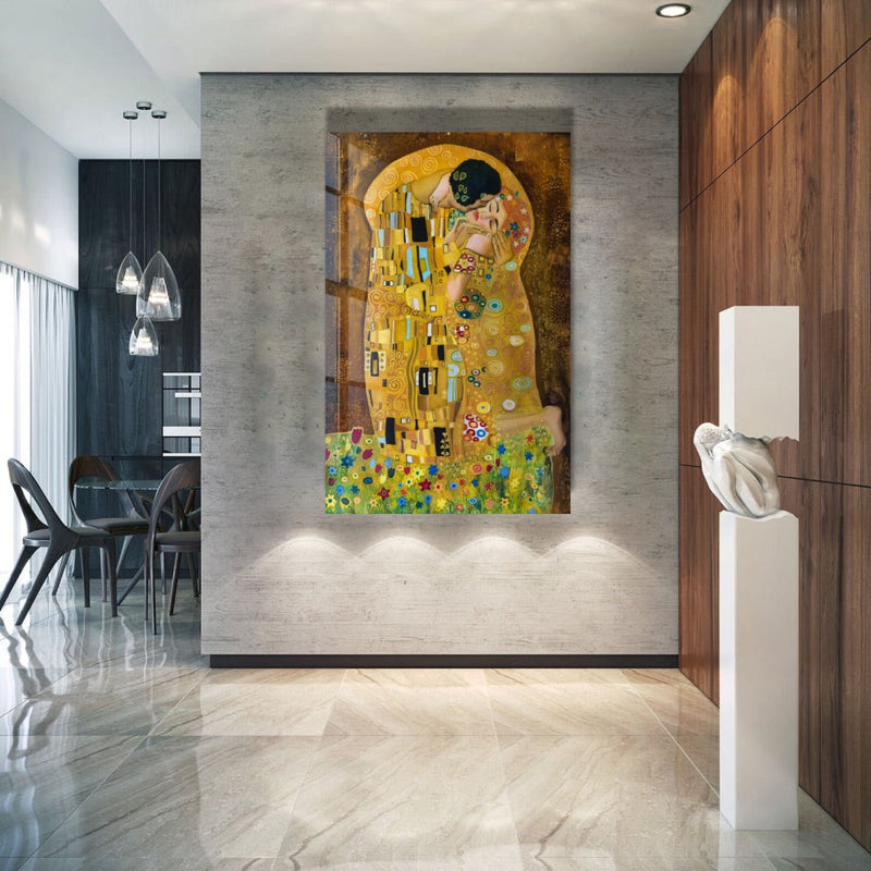 Öpücük - Gustav Klimt Cam Tablo