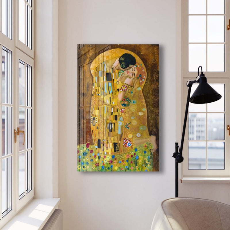 Öpücük - Gustav Klimt Cam Tablo