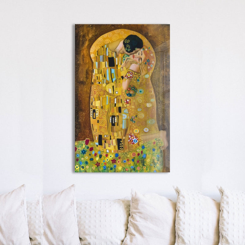 Öpücük - Gustav Klimt Cam Tablo