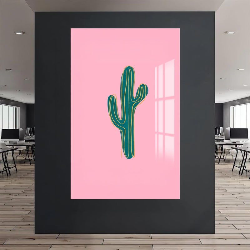 Pembe Kaktüs Cam Tablo – Cam Tablo