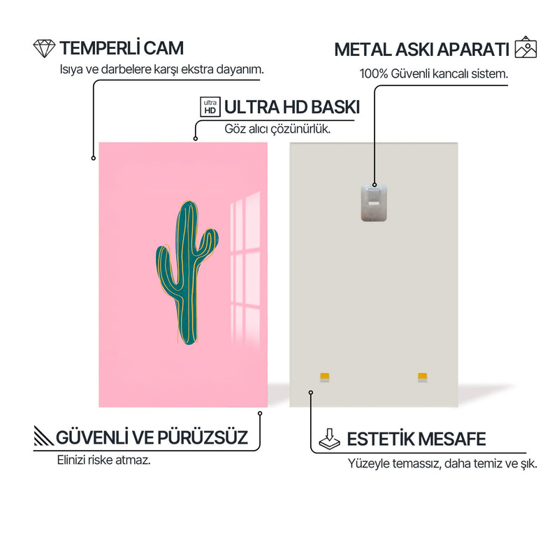 Pembe Kaktüs Cam Tablo – Cam Tablo