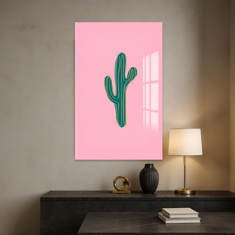 Pembe Kaktüs Cam Tablo – Cam Tablo