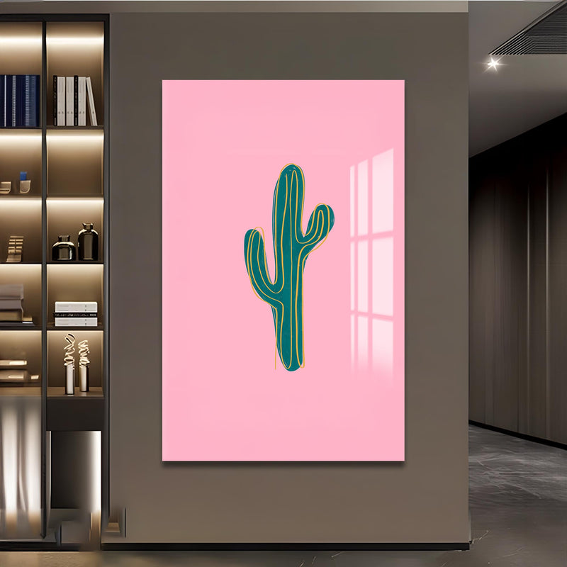 Pembe Kaktüs Cam Tablo – Cam Tablo