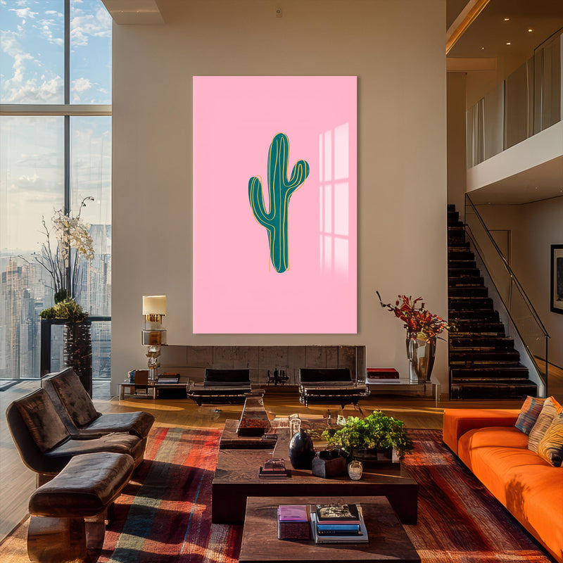 Pembe Kaktüs Cam Tablo – Cam Tablo