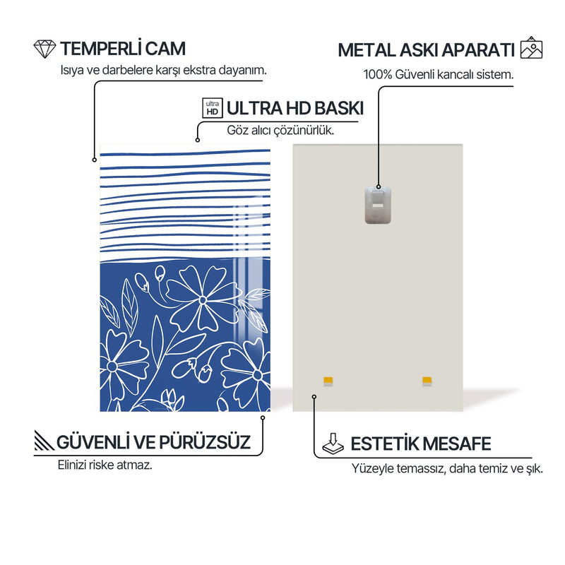 Maviler ve Beyazlar Cam Tablo – Cam Tablo