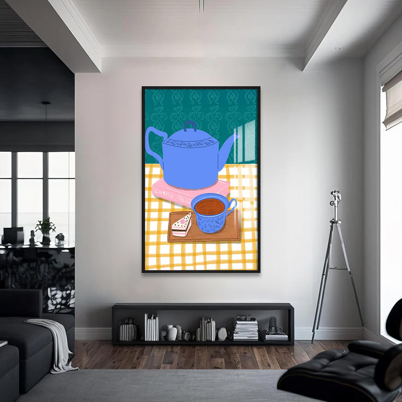 Tea Pot Cam Tablo – Siyah Çerçeveli Cam Tablo