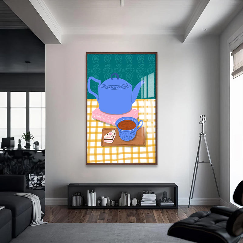 Tea Pot Cam Tablo – Ceviz Çerçeveli Cam Tablo