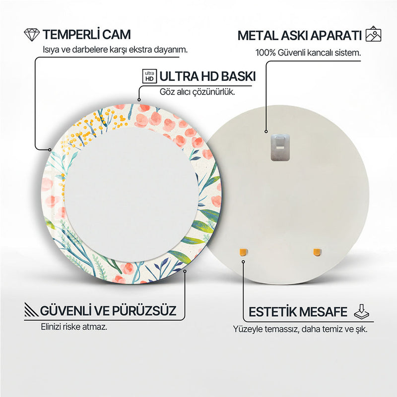 Çiçeksi - Cam Tablo Yuvarlak Ayna – Cam Tablo