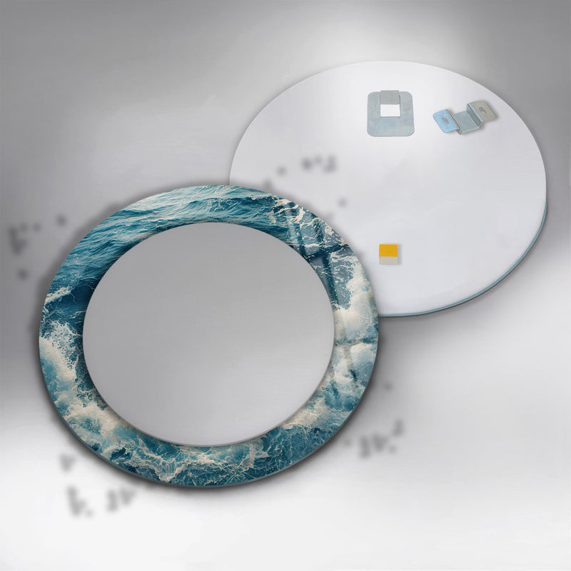 Derin Mavi Cam Tablo Yuvarlak Ayna – Cam Tablo