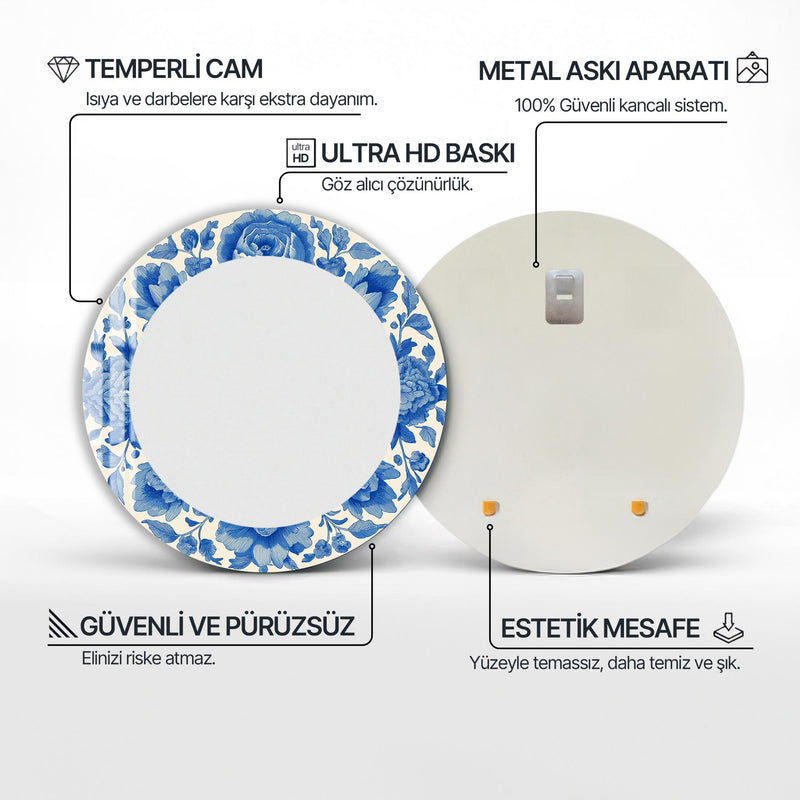 Çini Bahçesi Yuvarlak Ayna – Cam Tablo