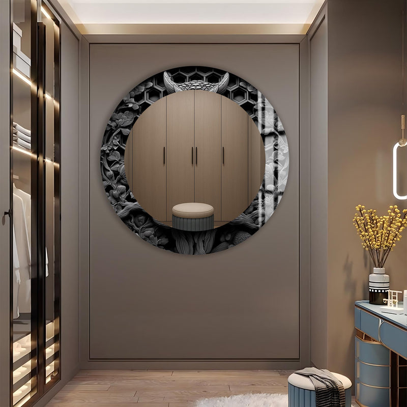 Gece Baykuşu Cam Tablo Yuvarlak Ayna – Cam Tablo