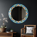 İtalyan Motif Cam Tablo Yuvarlak Ayna