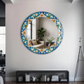 İtalyan Motif Cam Tablo Yuvarlak Ayna