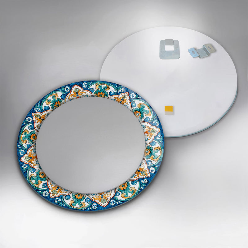 İtalyan Motif Cam Tablo Yuvarlak Ayna