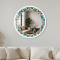 İtalyan Motif Cam Tablo Yuvarlak Ayna