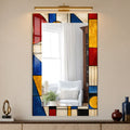 Mondrian Esintili Vitray Cam Tablo Dikdörtgen Ayna