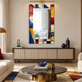 Mondrian Esintili Vitray Cam Tablo Dikdörtgen Ayna