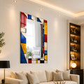 Mondrian Esintili Vitray Cam Tablo Dikdörtgen Ayna