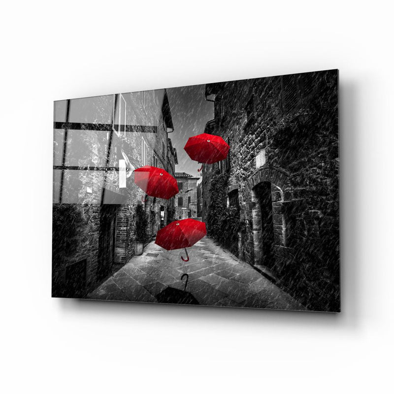 Kırmızı Şemsiyeler Cam Tablo – Cam Tablo