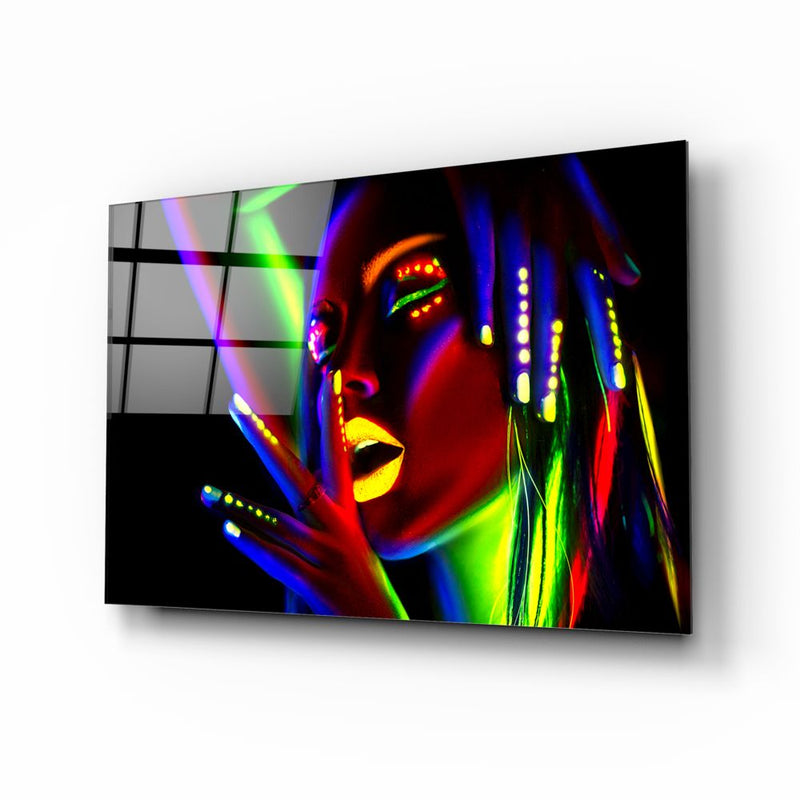Neon Kadın Cam Tablo