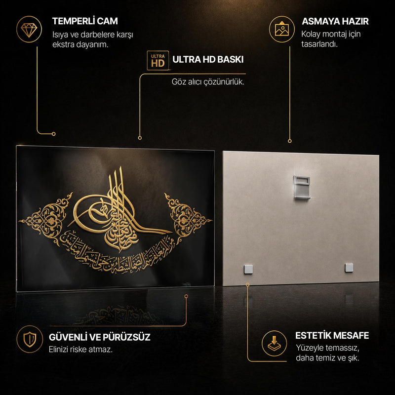 Osmanlı Tuğra Hat Siyah Cam Tablo – Cam Tablo