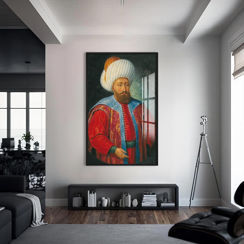 Osman Gazi Cam Tablo – Siyah Çerçeveli Cam Tablo