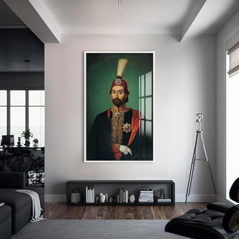 Sultan Abdülmecid Cam Tablo – Beyaz Çerçeveli Cam Tablo