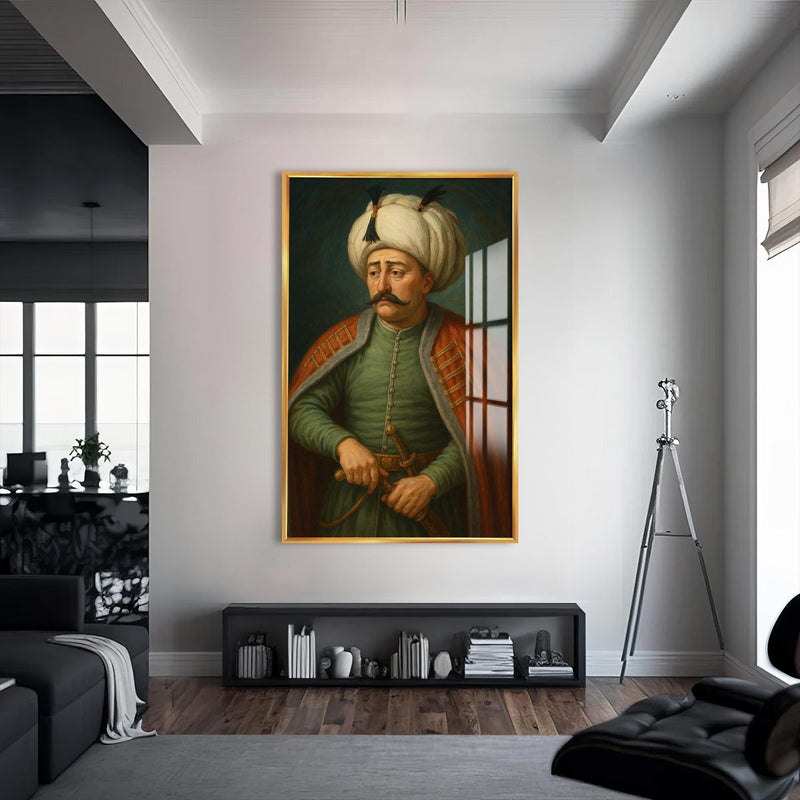 Yavuz Sultan Selim Cam Tablo – Altın Çerçeveli Cam Tablo