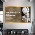 Kanuni Sultan Süleyman Cam Tablo – Altın Çerçeveli Cam Tablo