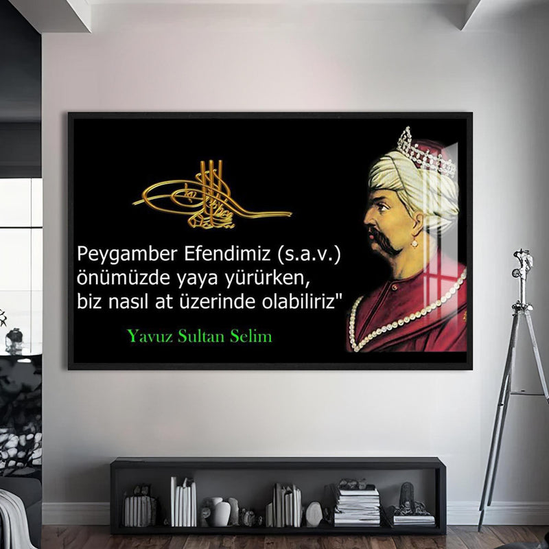 Yavuz Sultan Selim Cam Tablo – Siyah Çerçeveli Cam Tablo