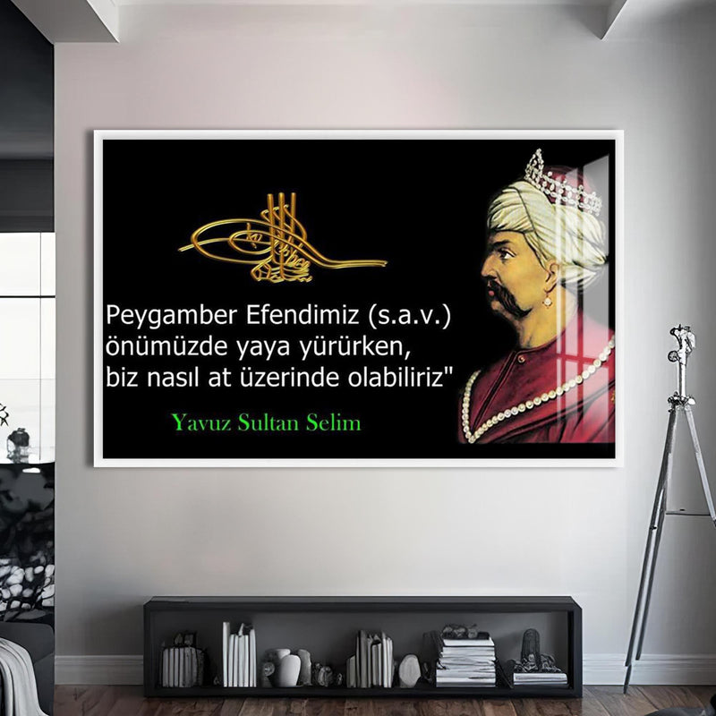 Yavuz Sultan Selim Cam Tablo – Beyaz Çerçeveli Cam Tablo