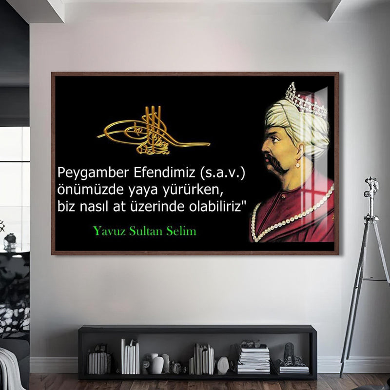 Yavuz Sultan Selim Cam Tablo – Ceviz Çerçeveli Cam Tablo