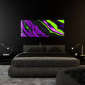Mor ve Yeşil Neon - Panoramik Cam Tablo – Cam Tablo
