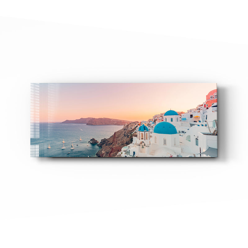 Yunanistan Mağara Evleri - Panoramik Cam Tablo – Cam Tablo