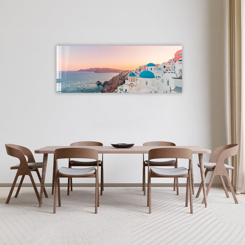 Yunanistan Mağara Evleri - Panoramik Cam Tablo – Cam Tablo