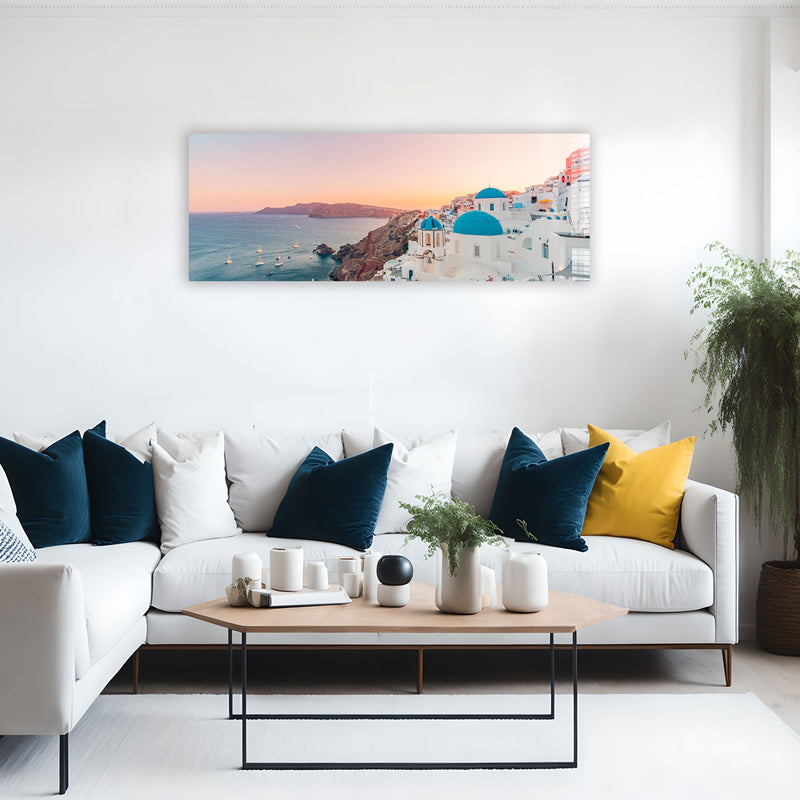 Yunanistan Mağara Evleri - Panoramik Cam Tablo – Cam Tablo