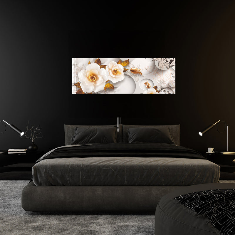 Beyaz Gül - Panoramik Cam Tablo – Cam Tablo
