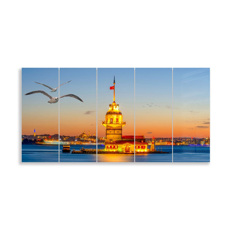 Kız Kulesi - Beşli Cam Tablo