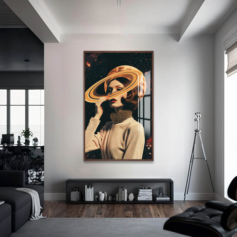 Gelecek Şehir Cam Tablo – Ceviz Çerçeveli Cam Tablo