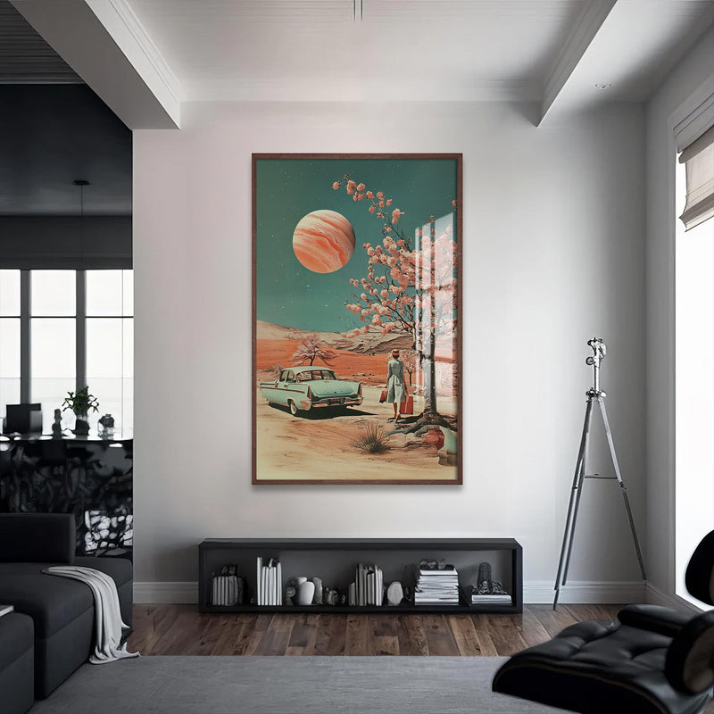 Jupitere Yolculuk  Cam Tablo – Ceviz Çerçeveli Cam Tablo